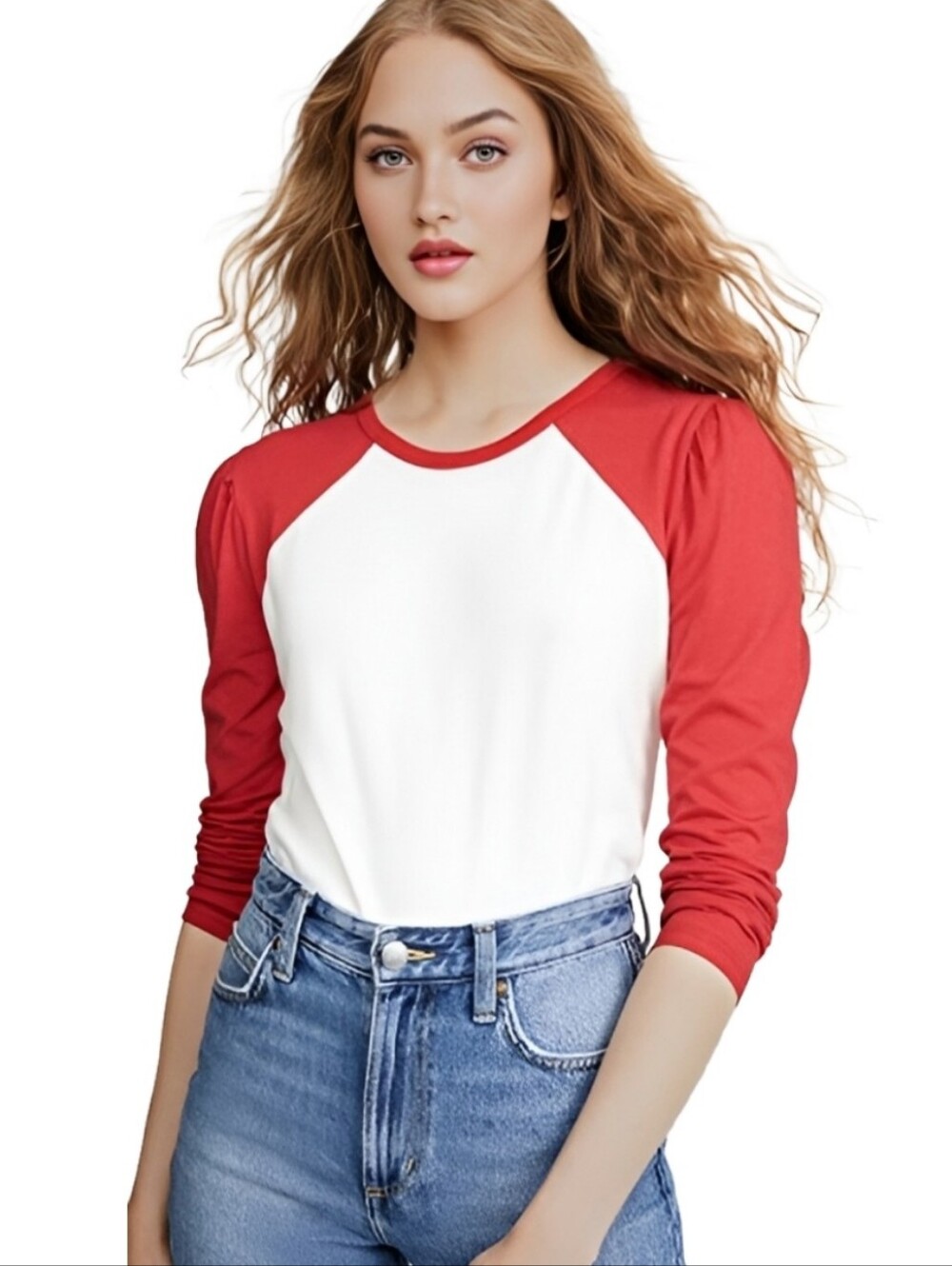 Splendid Vista Long Sleeve Raglan Tee Red/White Small NWT